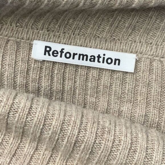 Reformation Luisa Cropped Ribbed Fisherman Cashmere Wool Turtleneck Sweater Sm - Picture 6 of 10